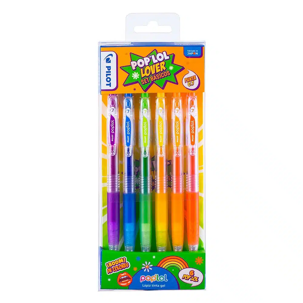 Set 6 Lápices Tinta Gel Básicos 0.7mm Pop Lol Lover Pilot - Imagen 1
