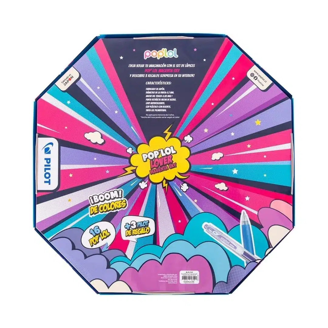 Set 16 Lápices Tinta Gel Pop Lol 0.7mm Magenta Sky Pilot - Imagen 4