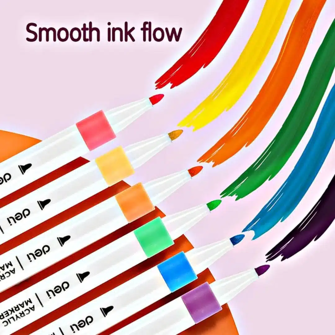 Set 12 Marcadores Acrílicos Punta Fina 1.0mm Colorun Deli - Imagen 2
