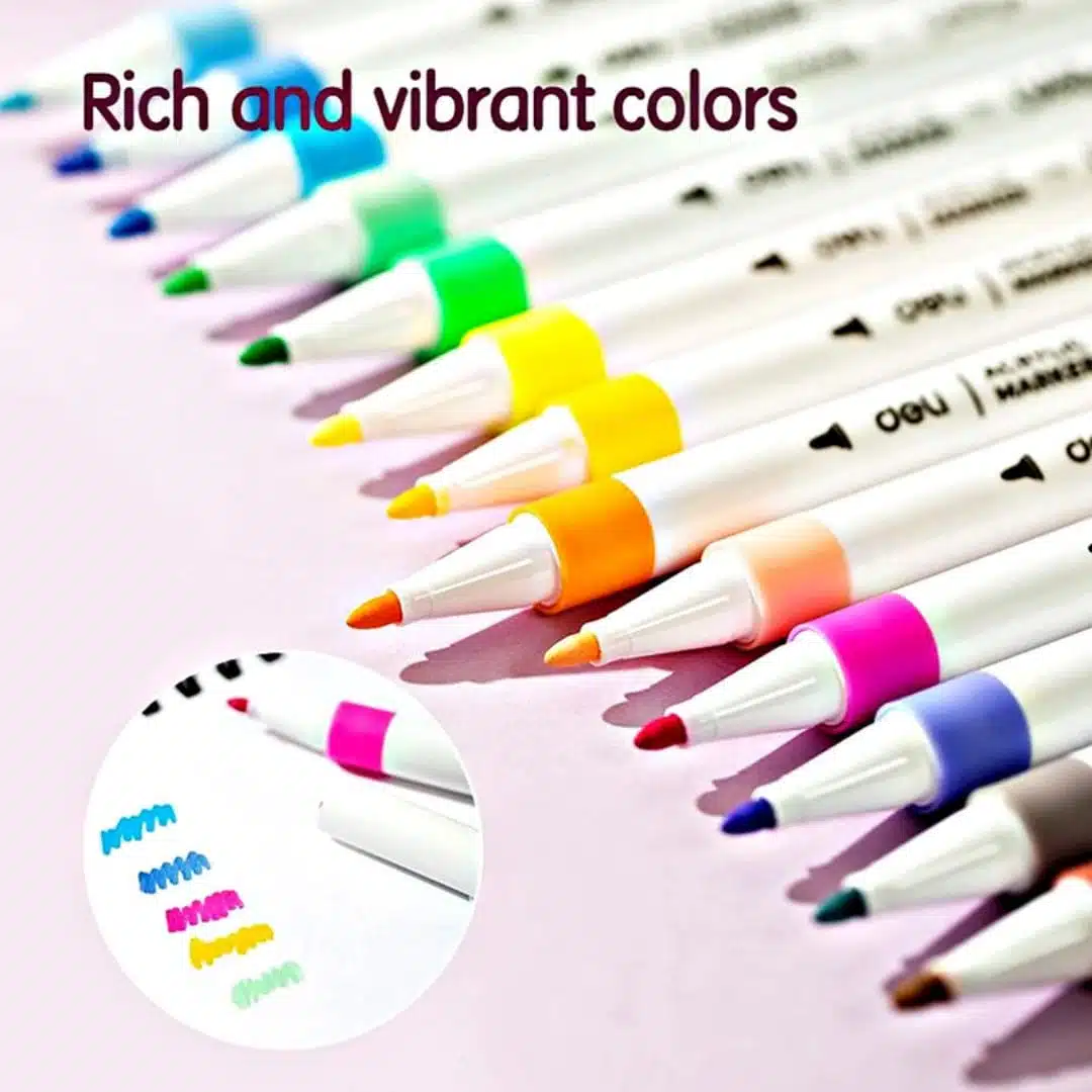 Set 12 Marcadores Acrílicos Punta Fina 1.0mm Colorun Deli - Imagen 3