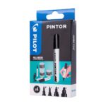 Set Pintor 4 Puntas Negro Extra Fina, Fina, Media y Biselada Pilot