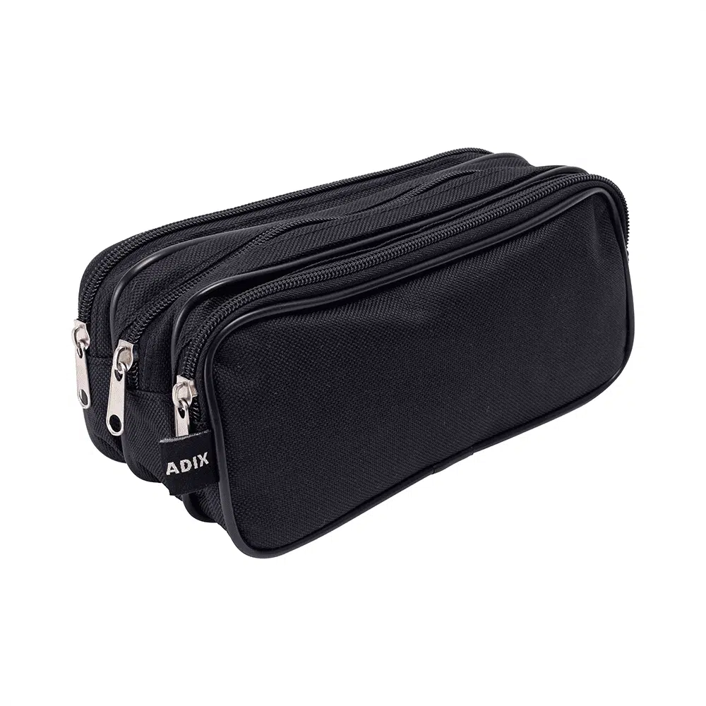 Estuche Escolar Triple Cierre Negro Adix - Imagen 1
