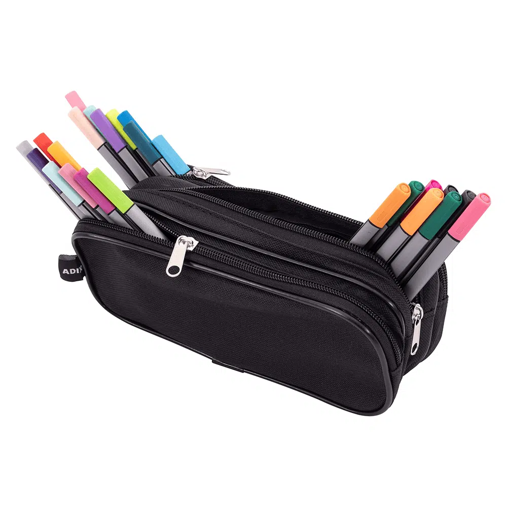 Estuche Escolar Triple Cierre Negro Adix - Imagen 4