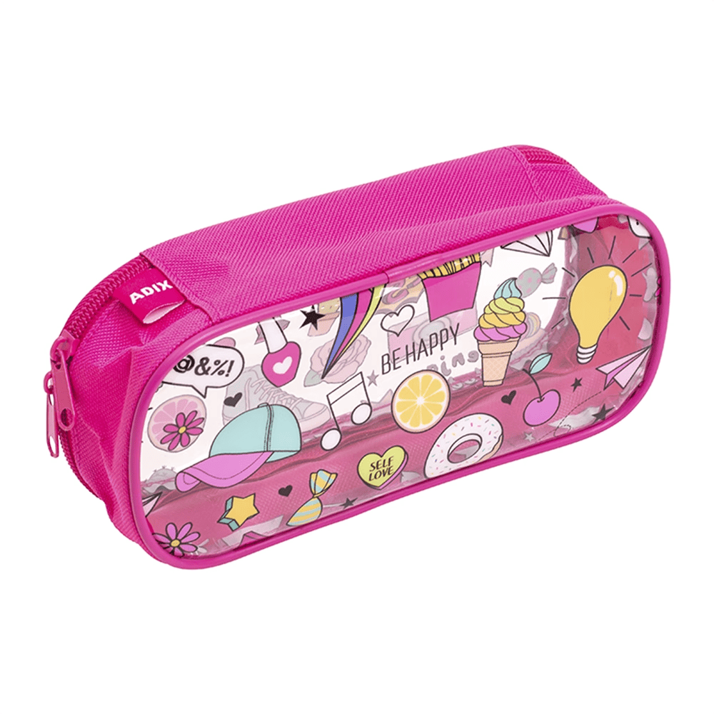 7807219056360 (1) Estuche Escolar Be Happy Rosado Adix - Imagen 1