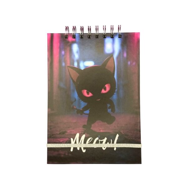 Croquera A5 50 Hojas Negras Diseño Gatito Meow!