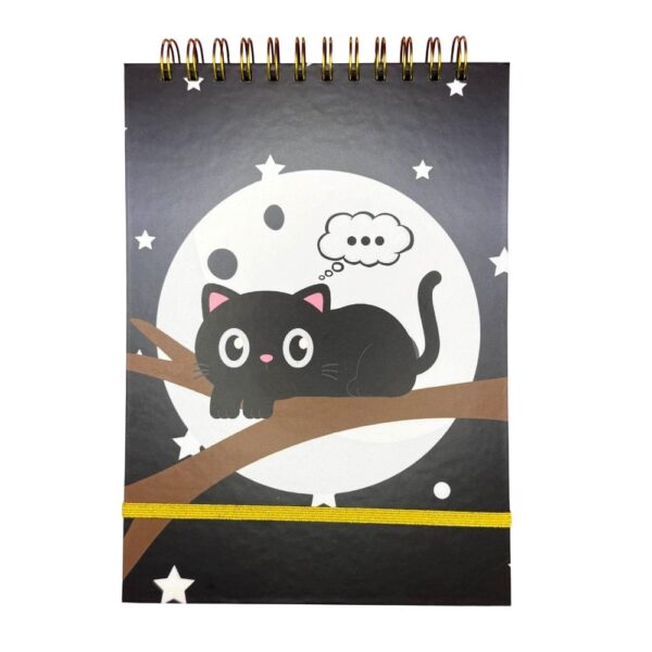 Croquera B5 70 Hojas Negras Diseño Gatito Silencioso